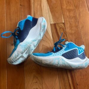 Under Armour Kids/Youth Blue and White Sneakers